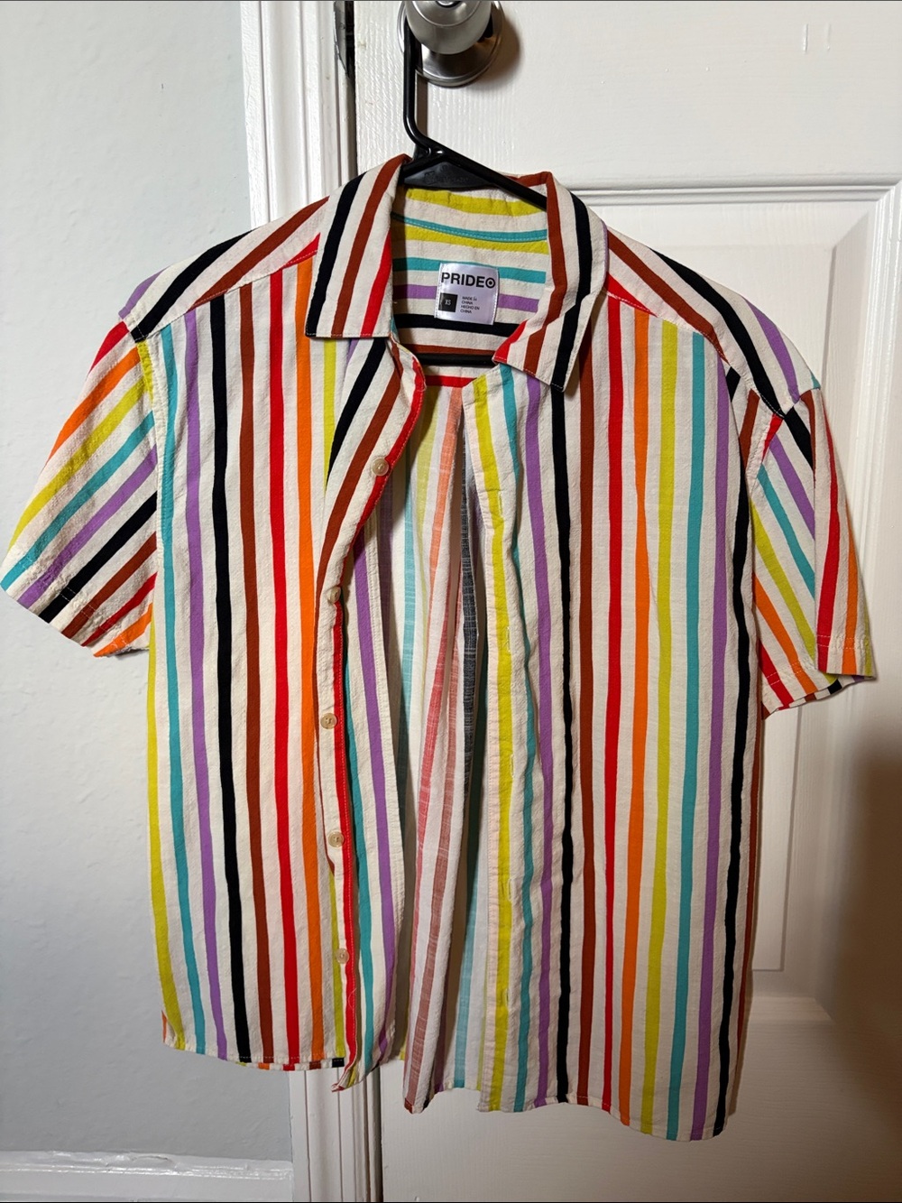 Target Pride Short-Sleeve Button-Down Shirt - Multicolor Vertical Stripes